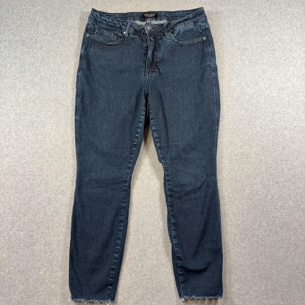 Judy Blue Jeans Womens 16W Dark Wash High Rise Skinny Raw Hem Stretch JE88173DK